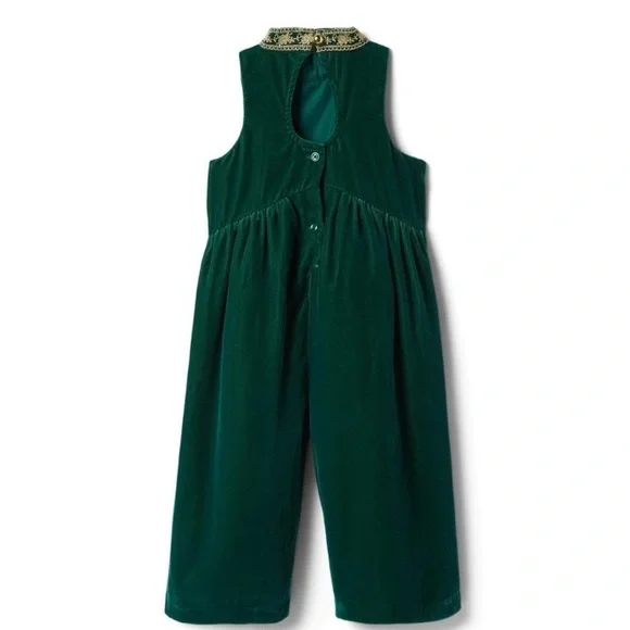 Janie Jack Green Holiday Velvet Jumpsuit Romper
